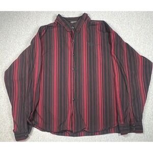 Harley Davidson Button Up Shirt Mens XXXL Red Black Good Striped Long Sleeve